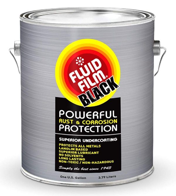 FLUID FILM CNASB Black Non-Aerosol, Long Lasting Corrosion, Penetrant & Lubricant, Anti-Rust Coating, Protects All Metals in Marine and Undercoating in Automotive & Snow-Handling Vehicles, 1 Gallon