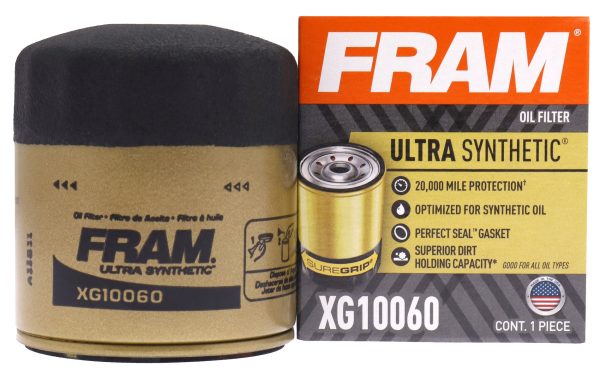 FRAM XG10060 Ultra Synthetic Automotive Replacement Oil Filter, Designed for Synthetic Oil Changes Lasting up to 20k Miles, with SureGrip