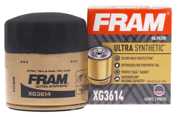 FRAM XG3614 Ultra Synthetic Automotive Replacement Oil Filter, Designed for Synthetic Oil Changes Lasting up to 20k Miles, with SureGrip