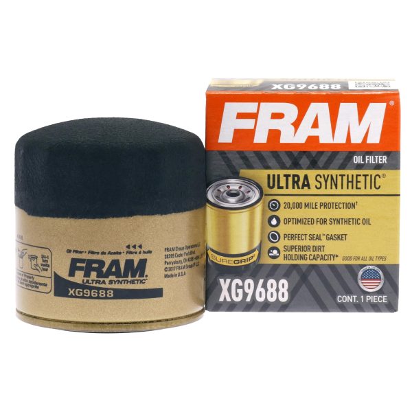 FRAM XG9688 Ultra Synthetic Automotive Replacement Oil Filter, Designed for Synthetic Oil Changes Lasting up to 20k Miles, with SureGrip