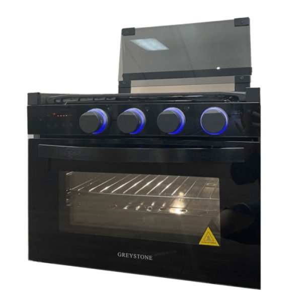 FURRION CF-RV17BB-D GREYSTONE 17FT BLACK 2 IN 1 GAS DI, Range; Black; 22 Inch Width x 16 Inch Height x 19 Inch Depth; Electronic Ignition; 8000 BTU Front Burners And 6500 BTU Rear Burners; 3 Burner; Without Broiler; With Removable Grates