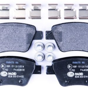 HELLA 355014021 BRAKE PAD SET DISC BRAKE, Low-Metallic; Set Of 2; With Mounting Hardware
