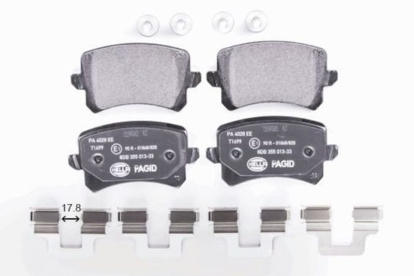 HELLA 355025331 BRAKE PAD SET DISC BRAKE, Low-Metallic; Set Of 2; With Mounting Hardware