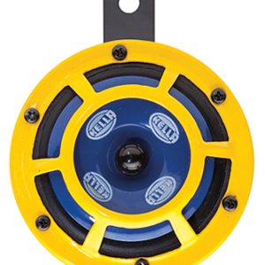 HELLA 922000731 HORN 12V BOX SET 350/415HZ (M26S), One 415 Hertz High-Tone And One 350 Hertz Low-Tone; 114 Decibels; 12 Volt; Steel; Yellow