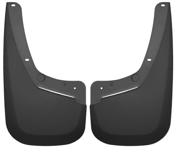 HUSKY LINERS 56791 Mud Flap; Custom Mud Guards; Direct-Fit; Set of 2; Contoured; Without Logo; Black; Thermoplastic; Screw On