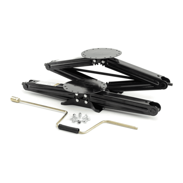 LIPPERT 285344 Manual 30 INCH RV Scissor Jack Kit for 5th Wheels, Travel Trailers, Set of Two, 5,000 lb. Load Capacity, Anti Rust Coating, Universal Bolt-On Installation, Bow-Tie Base, Crank Handle