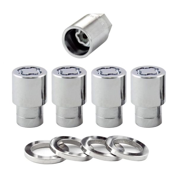 MCGARD 21122 Chrome Regular Shank Wheel Locks (7/16 INCH - 20 Thread Size) - Set of 4, 4 Locks / 4 Washers / 1 Key
