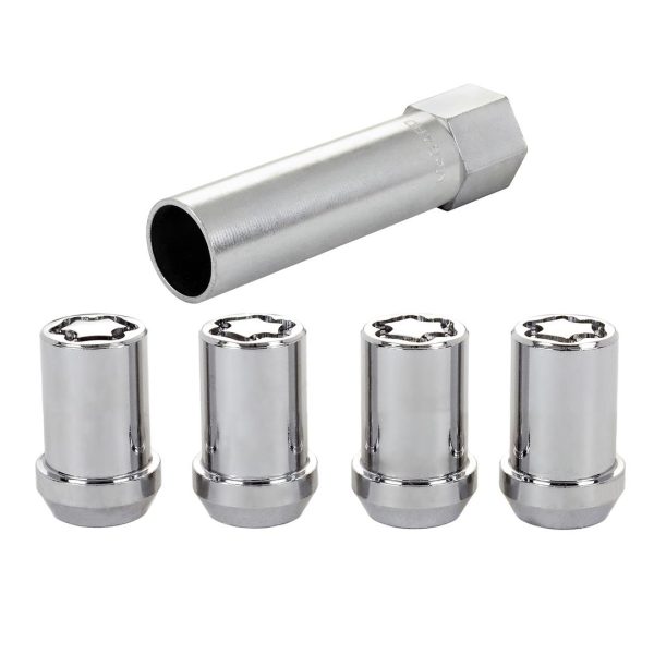 MCGARD 25257 Chrome Tuner Style Cone Seat Wheel Locks (M12 x 1.5 Thread Size) - Set of 4
