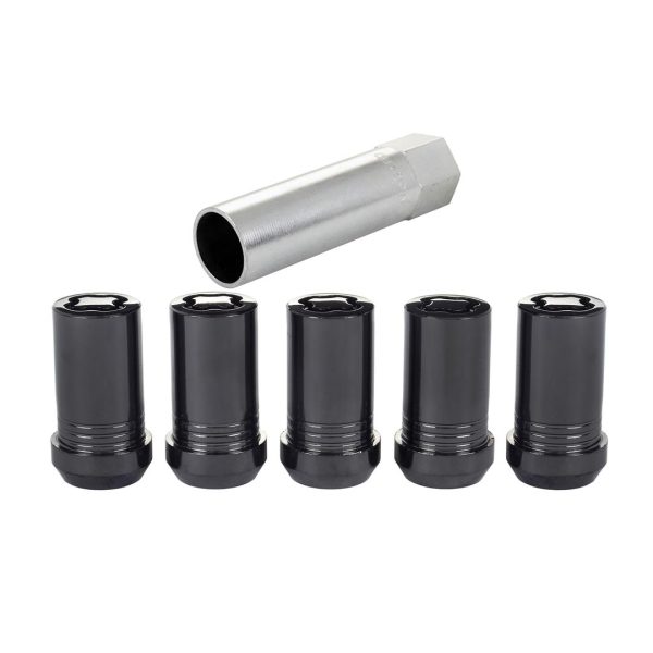 MCGARD 25515BK Wheel Lock, Premium, 14 mm x 1.50 Thread, Cone Seat, Closed End, Key Included, Steel, Black Chrome, Set of 5