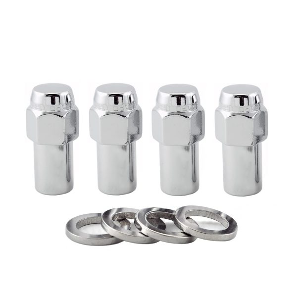 MCGARD 62001 TGH NUT 1SHANK 7/16X20, 7/16 Inch-20 Thread Size; 0.946 Inch Long Mag Shank With 1.06 Inch Round Center Hole Washer; Extra Long Lug; Use With Aluminum Wheels; 1.85 Inch Overall Length; 13/16 Inch Wrench Size; Chrome Plated; Steel; Set Of 4