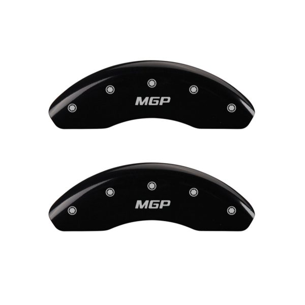 MGP CALIPER 20220SMGPBK Black Powder Coat Finish Front and Rear Caliper Cover, Set of 4 (MGP Silver Characters, Engraved)