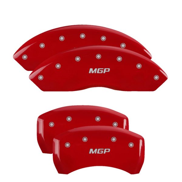 MGP CALIPER 21197SMGPRD Red Powder Coat Finish, Silver Characters, Set of 4