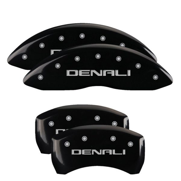 MGP CALIPER 34218SDNLBK Denali Black Powder Coat Finish, Silver Characters, Set of 4