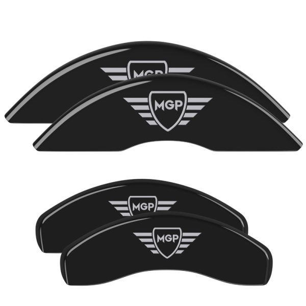 MGP CALIPER 34221SMGPBK Caliper Cover; MGP Logo; Powder Coated; Black; Aluminum; Set Of 4