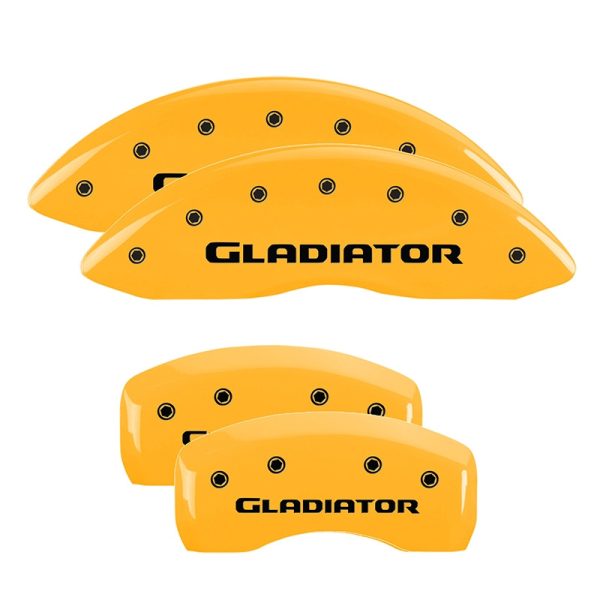 MGP CALIPER 42021SGLDYL Gladiator Yellow Powder Coat Finish, Black Characters, Set of 4
