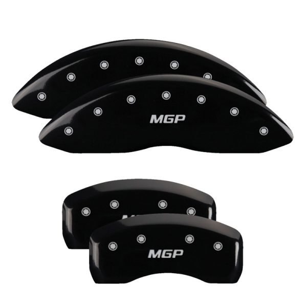 MGP CALIPER 42021SMGPBK Black Powder Coat Finish, Silver Characters, Set of 4