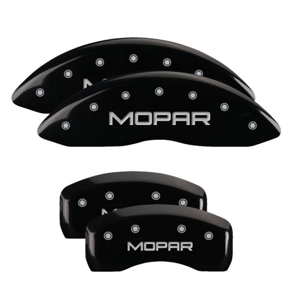 MGP CALIPER 42021SMOPBK MOPAR Black Powder Coat Finish, Silver Characters, Set of 4