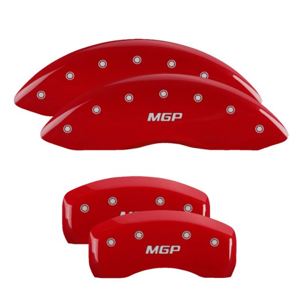 MGP CALIPER 54012SMGPRD Red Powder Coat Finish, Silver Characters, Set of 4