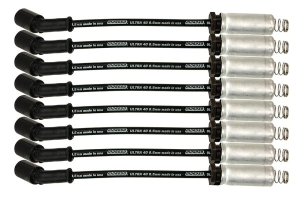 MOROSO 73746 Black Ultra 40 8.5mm Wire Set, Fits GM LS 4.8/5.3/6.0/6.2L Engines, 11 INCH Length, w/Heatshields