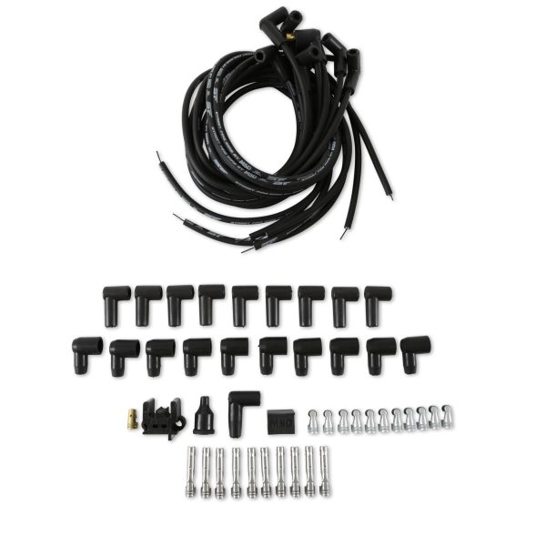 MSD 5553 Spark Plug Wire Set; Street Fire Wires; Unassembled; Black; 8 Millimeter; Silicone and Synthetic