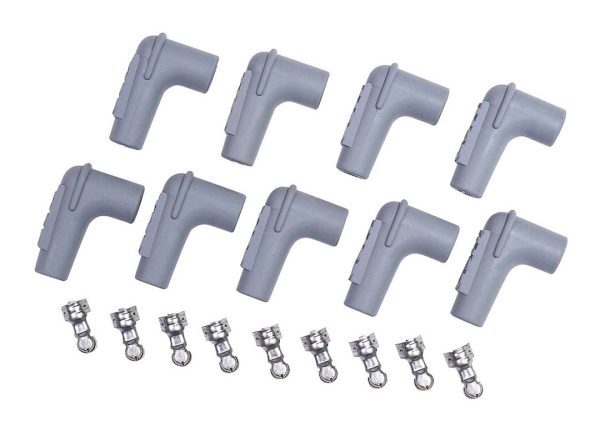 MSD 8850 POWER TOWER BOOTS /9 CARD, 90 Degree; Fits 8-1/2 Millimeter Wires; With Terminals; Silicone; Set of 9