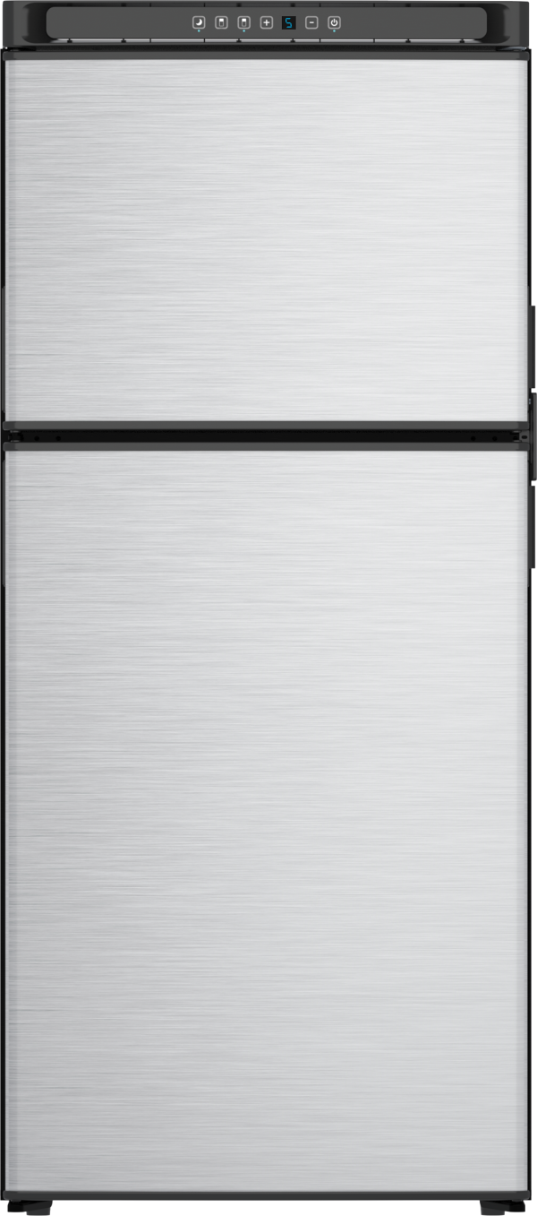 NORCOLD N8DCSSL 8CU FT 12V DC COMP REFER LHD SS, Dual Compartment 2 Door Refrigerator With Freezer; Permanent Mount; Left Hand Hinge; 8.2 Cubic Foot; 23.63 Inch Width x 24 Inch Depth x 53 Inch Height; 12 Volt DC; Electronic Control; LED Interior Light
