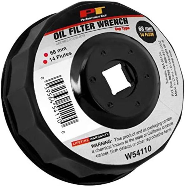 PERFORM TOOL W54110 Steel Oil Filter Wrench for 25-325-Inch Filters, 3/8-Inch Drive Tool, Fits Multiple Brands