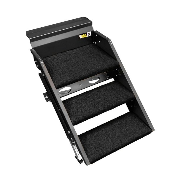 PREST-O-FIT 2-0278 Trailhead Step Rug 24.125 in. W (3 Pc Set) Fits Lippert Solid Step 3 Step - Obsidian Black