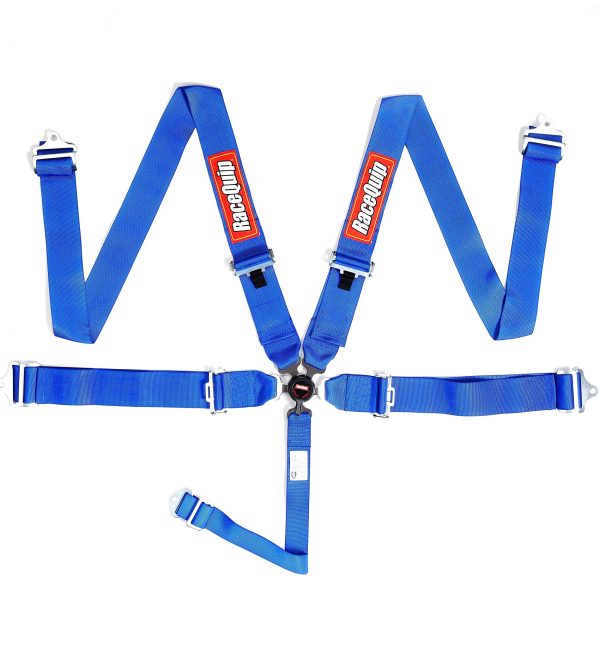 RACEQUIP 741021 Auto Racing Harness Set Camlock 5 Point Pull-Down Lap SFI 16.1 Blue