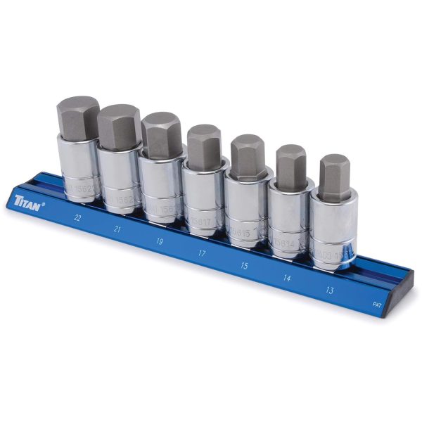TITAN 16131 1/2 INCH Drive - Metric Large Hex Bit Socket Set (7 Piece Set)