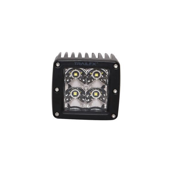 TRAILFX 2X2CSPPR 2X2 CUBE 4X5W SPOT PAIR, LED Bulb; 4 Clear CREE LED 5 Watt Bulbs; 3 Inch Cube; 20 Watt; 8 Degree Spot Beam; 1920 Raw Lumens/ 1200 Effective Lumens; Black Die-Cast Aluminum Housing; IP67 Rated; 30 000 Working Hours; Set Of 2