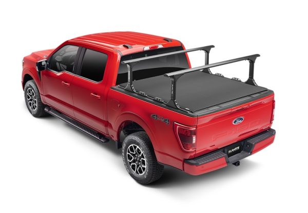 TRUXEDO 1118570 Ladder Rack; Elevate FS; 750 Pound Capacity; Mounts To Elevate TS Rails; Multi-Fit; Adjustable Height Of 18 Inch Or 28 Inch; Set Of 2; Telescoping; Requires Bed Side Rail
