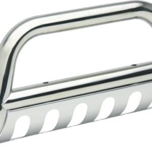 VALUE BRAND JP701S Bull Bar; Polished; Stainless Steel; 3 Inch Diameter; With Light Mounts; With Skid Plate