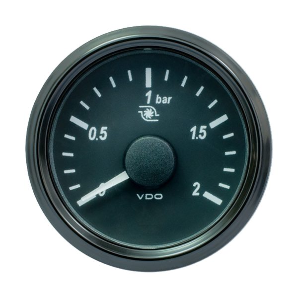 VDO A2C3833470030 SINGLEVIU 52MM (2-1/16 INCH) TURBO PRESSURE GAUGE - 60 PSI - 0-180 OHM
