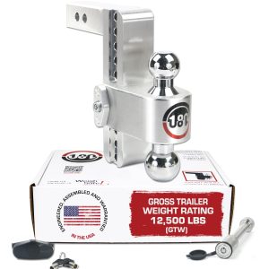 WEIGH SAFE CTB8-2.5-KA Adjustable Trailer Hitch Ball Mount, 8 INCH Adjustable Drop Hitch for 2.5 INCH Receiver w/ 2 pc Keyed Alike Lock Set, Heavy Duty Aluminum Trailer Tow Hitch w/Chrome Plated Tow Balls, 18,500 GTW