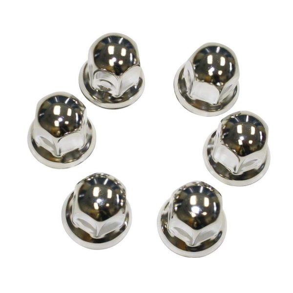 WHEELMASTER 9005-6 Wheel Simulator Lug Nut Cover; For 22-1/2 Inch Hub Piloted Wheels; 33 Millimeter; Snap In; 1 Inch Diameter; Stainless Steel; Set Of 6