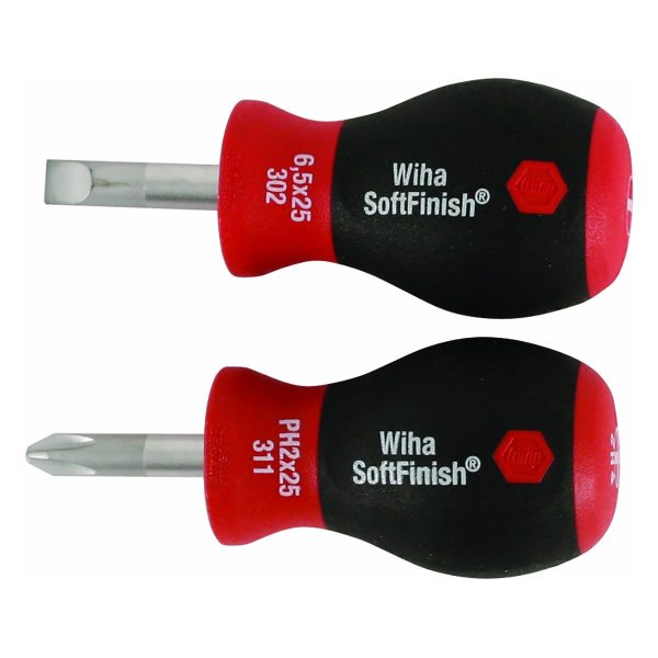 WIHA 31191 SoftFinish Stubby Slotted and Phillips Screwdriver (2 Piece Set)