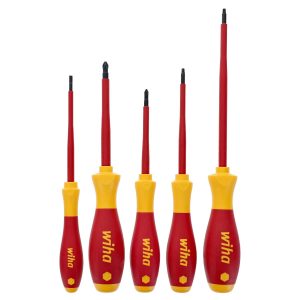 WIHA 32083 SoftFinish Slotted Phillips and Square Insulated Screwdriver Set - 5 Piece Set