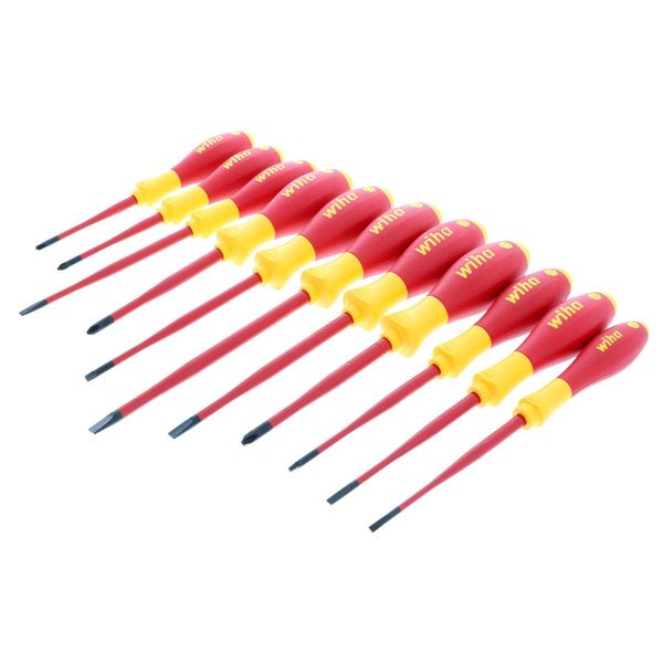 WIHA 32198 Insulated SlimLine Slotted Phillips Square and Xeno Screwdrivers - 11 Piece Set
