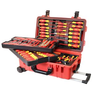 WIHA 32800 Master Electricians Insulated Tools Set In Rolling Hard Case - 80 Piece Set