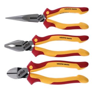 WIHA 32981 Insulated Industrial Pliers-Cutters Set - 3 Piece Set