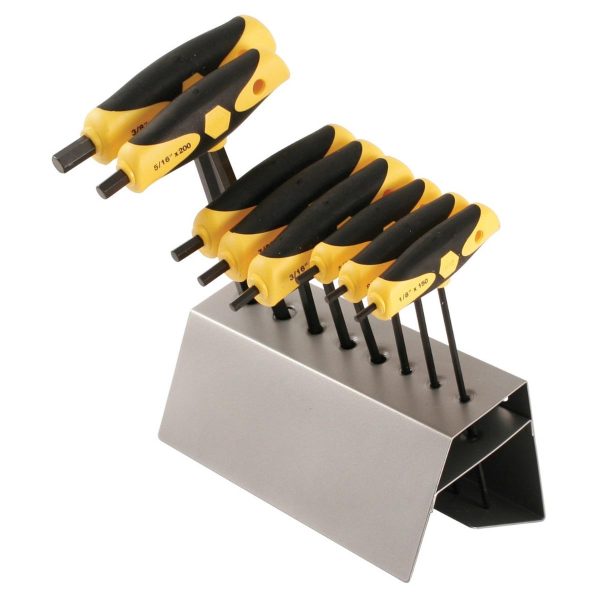 WIHA 33499 Soft Grip Dual Drive SAE Hex T-Handle Set (8 Piece Set)