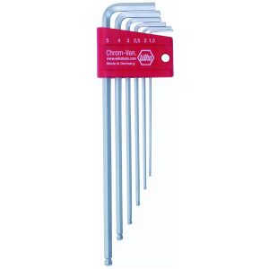 WIHA 66995 Metric Ball End Hex L-Key Set - 6 Piece Set