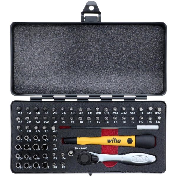 WIHA 75965 System-4 ESD Safe Master Technician Ratchet and MicroBits Set - 65 Piece Set