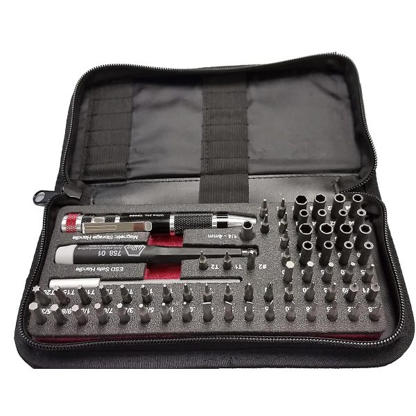 WIHA 75971 Master Technician ESD Safe Ratchet and Micro Bits Set with Travel Bag - 68 Piece Set