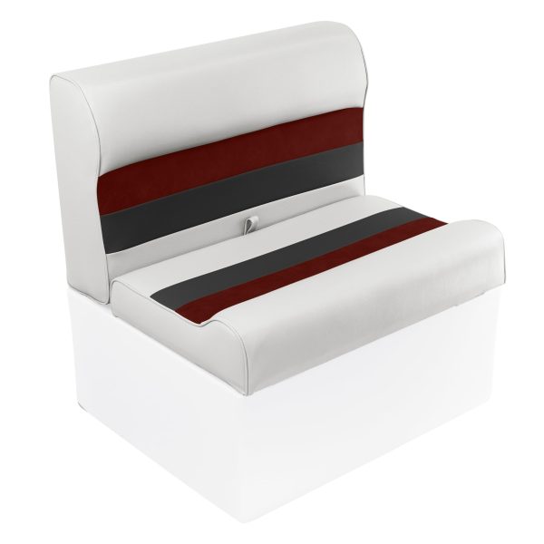 WISE 8WD95-1009 Deluxe Series 28 INCH Pontoon Bench Seat Cushion Set (Base #8WD95-1B-204 Required to Complete), White/Red/Charcoal