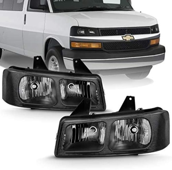 ANZO 111474 2003-2017 Chevy Express Crystal Headlight Black