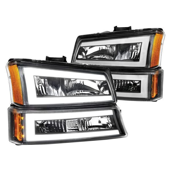 ANZO 111501 SILVERADO 1500/2500/3500 03-07/1500/2500/3500 CLASSIC 07/AVALANCHE W/O BODY CLADDING 02-06 HEADLIGHTS W/SIGNAL LIGHT BLACK HOUSING AMBER (4 PCS) (W/C LIGHT BAR)