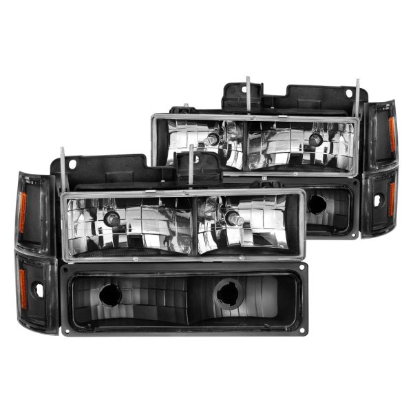 ANZO 111505 PROZ is INCHCompatible with 88-98 C1500 Crystal Headlights Black