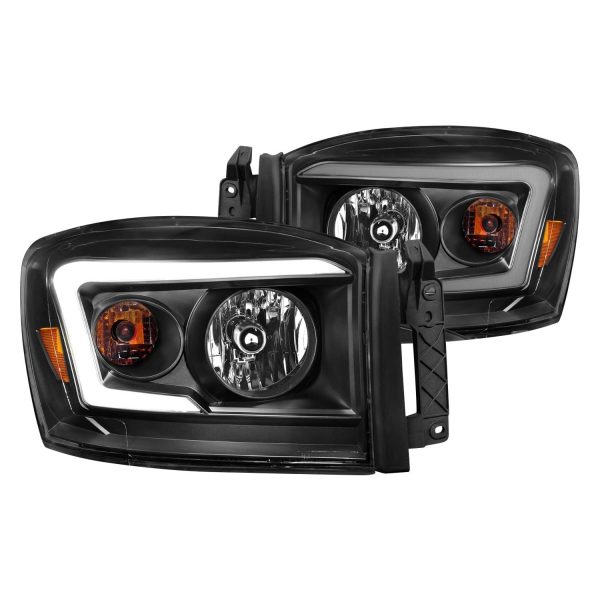 ANZO 111524 06-09 Compatible with Dodge RAM 1500/2500/3500 Headlights Black Housing/Clear Lens (w/Light Bars)